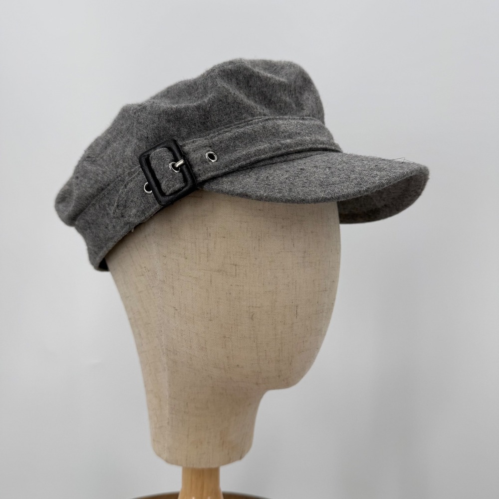 J. Crew Newsboy Gray Wool Blend Buckle Detail Cap Hat Size S/M